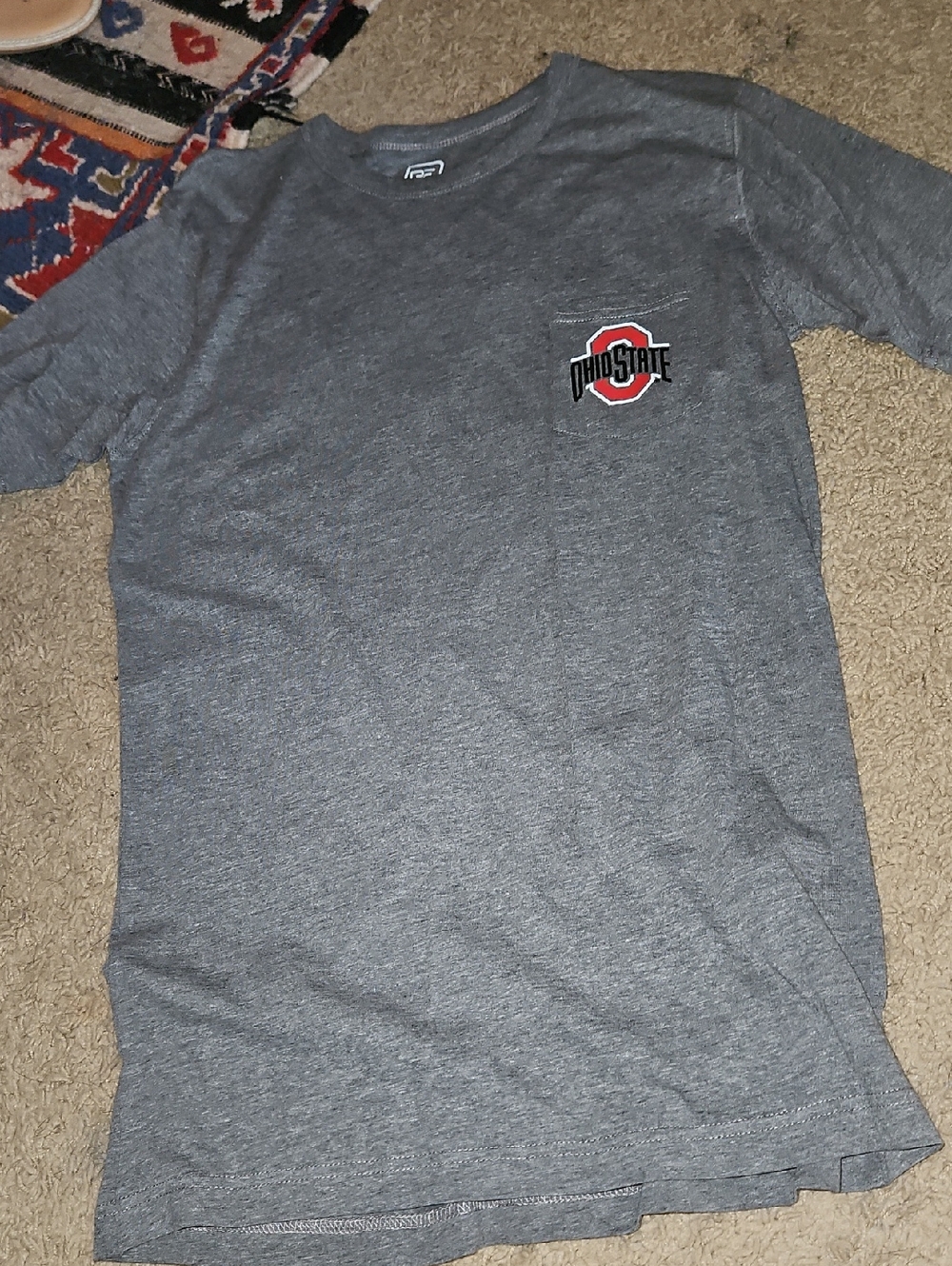 Pro Edge Gray Short-Sleeve Tee with Red Logo